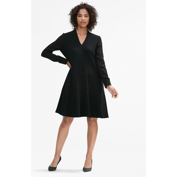 M.M. Lafleur Elle V Neck Dress M 8 10 Black MM Lafleur Academia Office Career - Picture 1 of 11